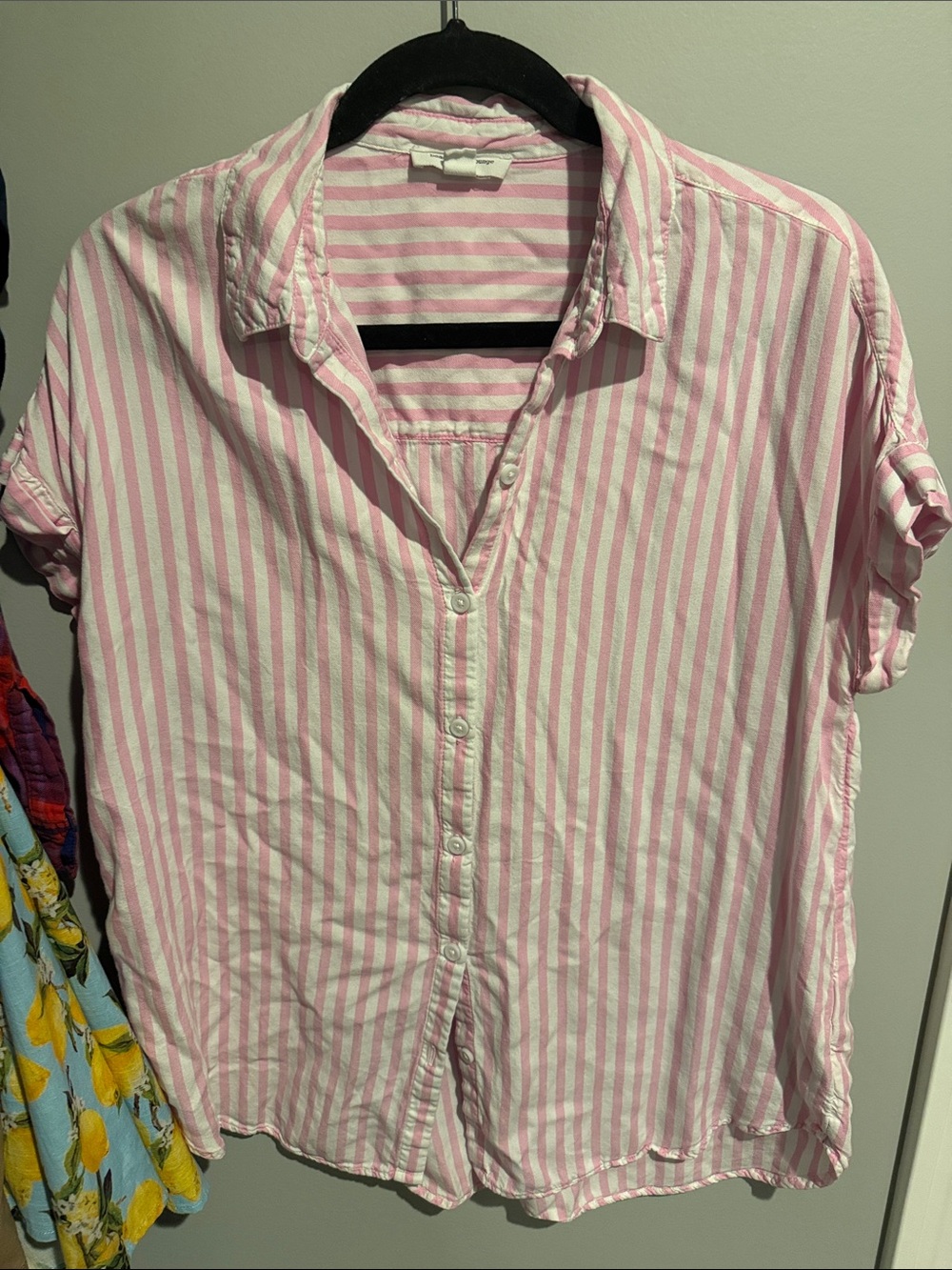 beachlunchlounge Pink and White Striped Button-Down Shirt
